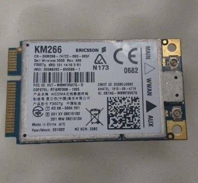 Dell Wireless 5530 DW5530 Mini-PCI Express HSPA WWAN Card - KM266 - Image 1 of 2