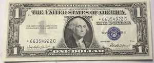 1957 US $1 One Dollar Bill Silver Certificate About Uncirculated ☆ Star Note - Picture 1 of 2