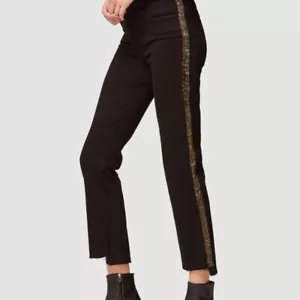 Frame Le High Straight black jean sparkle tuxedo stripe glitter velvet new 25 - Picture 1 of 7
