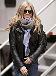 Chaqueta de cuero negra de piel de cordero suave Jennifer Aniston hecha a mano chaqueta de celebridad - Imagen 1 de 12