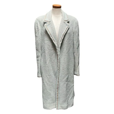 Chanel France Runway Coat Light Green Tweed Size 46 Fall 2000 Ready To Wear VTG - Image 1 of 4