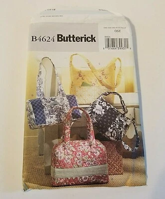 B4624 Butterick 2005 4 bags purse quilted designer look Uncut sewing pattern - Image 1 of 3