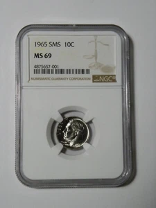 1965 SMS Roosevelt Dime NGC MS69 57001 - Picture 1 of 2