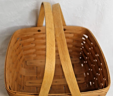 Vintage Longaberger Square Basket Double Swing Handles - 12" Across - 1988 Cover