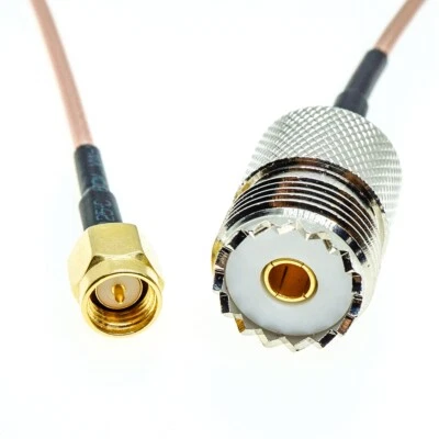 UHF SO239 Female to SMA Male Plug Lot Coaxial Jumper RF Pigtail Coax RG316 Cable - Image 1 of 4