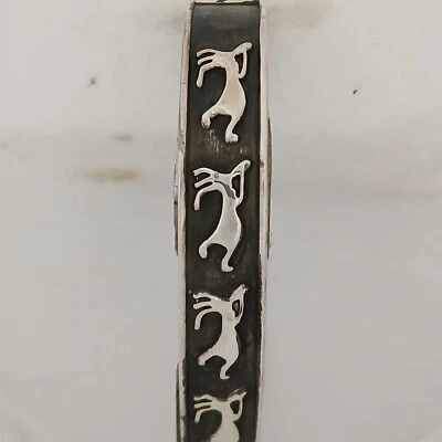 Sterling Silver Slim Kokopelli Native American Cuff Bracelet  - Image 1 of 4