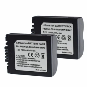 2X Replacement Battery for Panasonic CGA-S006e CGR-S006 S006e DMW-BMA7 DMC-FZ28 - Picture 1 of 5