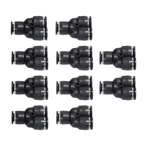 Push To Connect Air Fittings Tube 1/2" OD Air Line Splitter Union Push 10Pcs - Picture 1 of 13