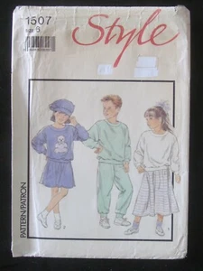 STYLE PATTERN - 1507 GIRLS' BOYS' TOP SWEATSHIRT PANTS SKIRT HAT SIZE 6 UNCUT - Picture 1 of 2