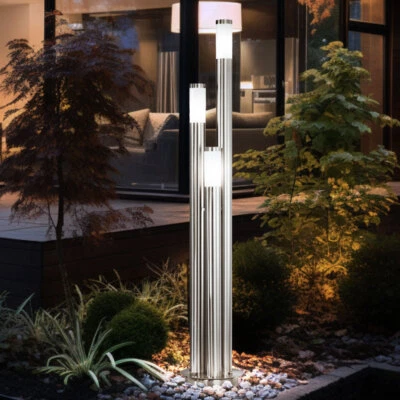 Außenstehlampe Wegeleuchte Gartenlampe Edelstahl 3 flammig Terrassenlampe 170 cm - Bild 1 von 4