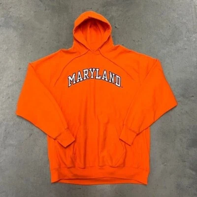 Sudadera con capucha Y2K bordada de gran tamaño naranja Maryland Steve & Barry's talla: XXL Foto 1 de 4