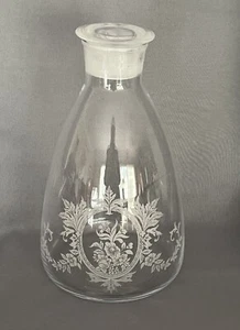 Vintage Floral Etched Large 11” Clear Glass Decanter Bottle with Lid - Picture 1 of 11