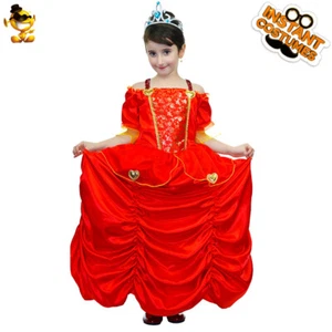 Girls Red Princess Costume Kids Gorgeous Queen Role Play Outfits for Xmas Party - Picture 1 of 5