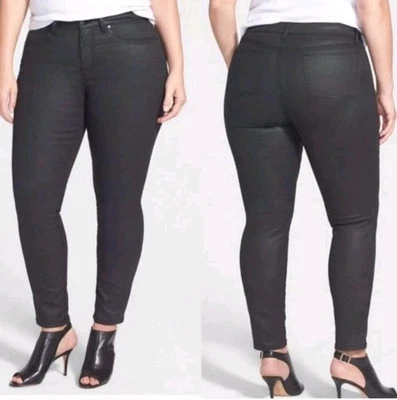 Jeans EILEEN FISHER Talla Grande Negros Talla 18W Denim Encerado Mezcla de Algodón Orgánico Foto 1 de 4