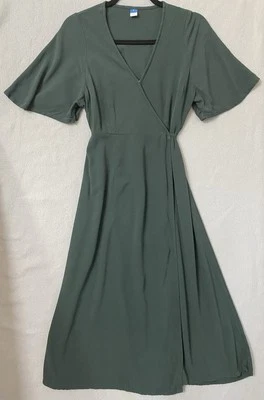 Old Navy Women's Short Sleeve Wrap Dress Green Womens Small Tie Back - Image 1 of 4