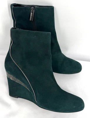 Botas de tornozelo Aquatalia By Marvin K couro verde camurça crocodilo em relevo tamanho 8.5 - Imagem 1 de 4