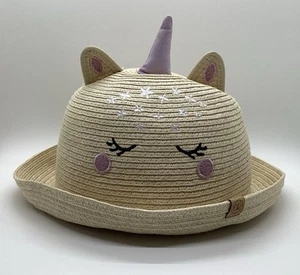 Unicorn Straw Sun Hat Flapjack Kids Size Lg 4-6yr Olds Beach Vacation Outdoor - Picture 1 of 7