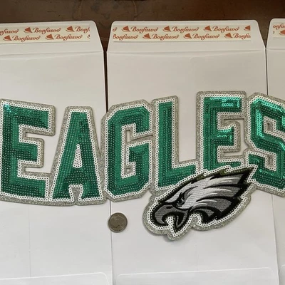 PHILADELPHIA Eagles Embroidered- Iron On VEST/ JACKET Patch 11” X 5” - Image 1 of 2