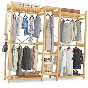 Bamboo Closet System Clothes Rack, Large Freestanding III Large Natural - Picture 1 of 7