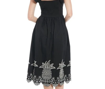 Vestido midi negro con correa recogida de piña bordado London Times talla XL Foto 1 de 4