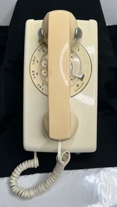 VTG Western Electric Bell Sys Rotary Dial Phone Wall Mount 554 Beige UNTESTED - Picture 1 of 12