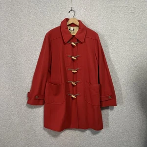 Vintage J.Crew Duffle Coat Womens Large Orange Red Toggle Wool Blend Y2K Preppy - Picture 1 of 18