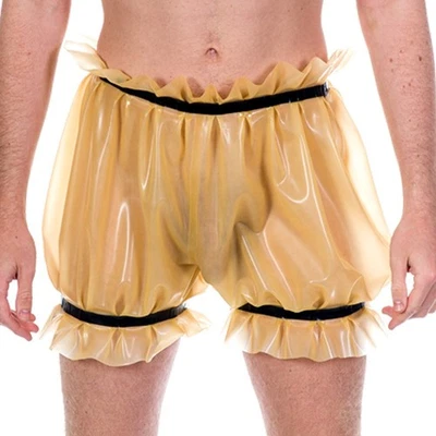 Pantalones Cortos de Látex Transparente con Volantes para Hombres Bragas de Goma Disfraz Fetiche de Látex Foto 1 de 4
