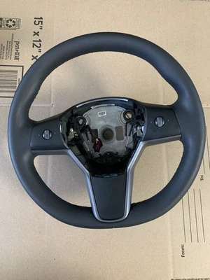 OEM 2017-2023 Tesla Model 3 Y Steering Wheel Leather Heated 1490214-00-B - Image 1 of 4