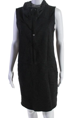 Vestido recto sin mangas con bolsillos delanteros con cremallera gris oscuro Elie Tahari para mujer talla 6 Foto 1 de 4