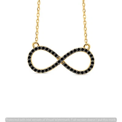 Collar colgante infinito de diamantes negros creado en laboratorio de 0,25 quilates cadena de oro amarillo de 10 quilates Foto 1 de 3