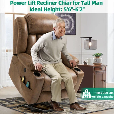 Large Power Lift Recliner Chair for Big Tall Man W/ Massage & Extended Footrest - Image 1 of 4