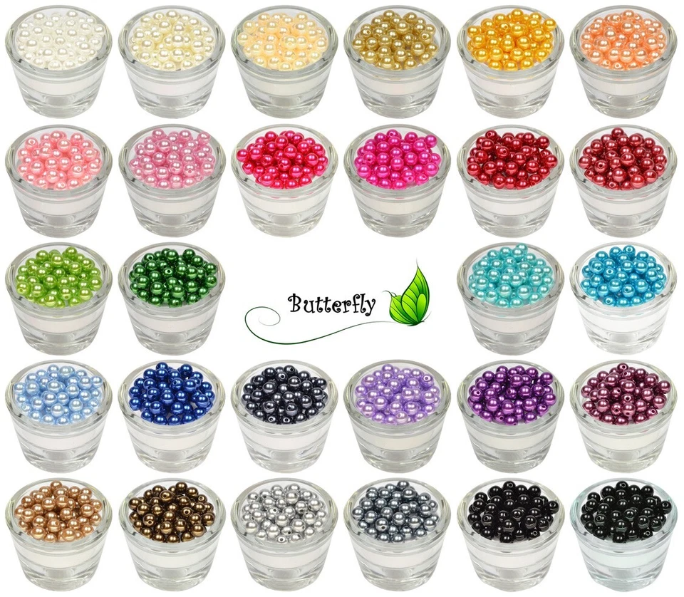 50 Wachsperlen 8mm Deko Acryl Perlen perlmutt Perlensterne Basteln Loch Schmuck - Bild 1 von 1