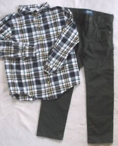 BOY Size 5: XLENT ~JANIE and JACK~ LS CASUAL DRESS SHIRT; NWOT ~OLD NAVY~ PANTS