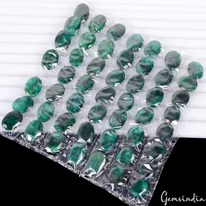 50 Pcs Natural Emerald Oval Faceted Cut 12mm-14mm Loose Ring Size Gemstone Lot - Picture 1 of 6