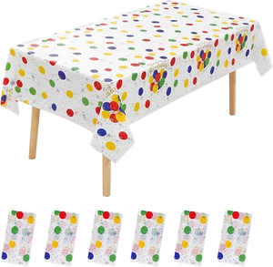6 Pack Happy Birthday Plastic Tablecloths,108" X 54"Rectangle Disposable Table C - Picture 1 of 7
