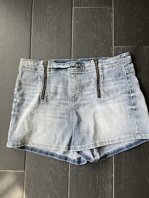 Pantalones Cortos de Jean L'Amour Nanette Lepore Azul Lavado Claro Tiro Medio Cremalleras Frontales Talla 11 Foto 1 de 4