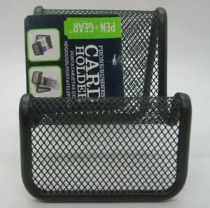 Soporte de pantalla para tarjetas de visita de malla de alambre de escritorio de oficina o soporte para teléfono negro - Imagen 1 de 4
