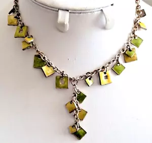 More details for vintage signed solena paris geometric modernist enamel lavalier necklace
