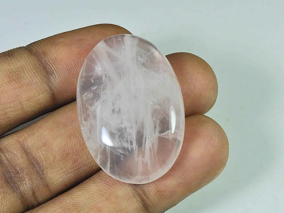 Pietra preziosa sciolta cabochon forma ovale quarzo rosa naturale 62 ct. 26X3... - Immagine 1 di 4