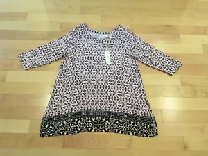 Top tunica nuovo con etichette The Prairie Rachel Ashwell 3/4 Slv rosa/nero stampato - donna 1X - Foto 1 di 7