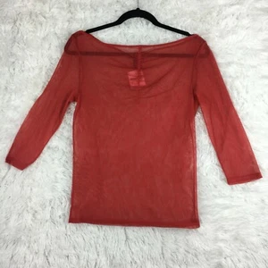 Kenneth Cole Red Mesh Shirt 3/4 sleeve Size M Festival - Picture 1 of 5