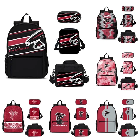 Atlanta Falcons Backpack 4PCS Book Bag Lunch Box Crossbody Bag Pencil Case Gift Cover