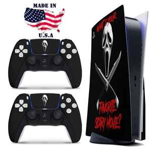 PS5 Disc Version Console & Controller Vinyl Skin Decal Wrap Scream Ghostface - Picture 1 of 3