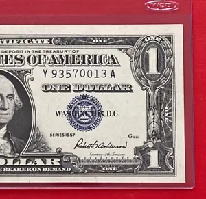 1957 $1 Dollar Silver Certificate (Blue Seal) Block Y-A , Uncirculated - Picture 1 of 3