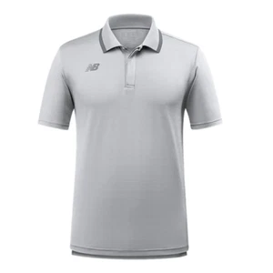 NB NEW BALANCE Men's Rally Team Polo Light Grey Short Sleeve Shirt Sz S NWT Tech - Picture 1 of 3