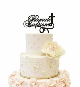 Baptism Cake Toppers Cross Baby Shower Personalised Cakes Topper Decorations - Picture 1 of 12