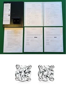 RRP £4,650 TIFFANY & CO PLATINUM 0.56 CT DIAMOND SOLITAIRE STUD EARRINGS PAIR - Picture 1 of 23