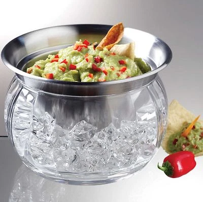 Iced Cold Dip 3-Piece Dip Sauce Condiments Snack Double Bowls Lid Serverware Set - Image 1 of 4