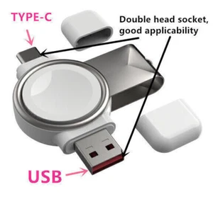 2in1 Portable Magnetic Dual Interface Wireless Charger For Iwatch Apple Watch - Photo 1 sur 8