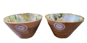 Tazones para ensaladas ~ Juego de dos ~ Hechos a mano en la India ~ Limones - Imagen 1 de 9